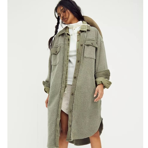We The Free Jackets & Blazers - 63 we the free people oversize small long green shacket jacket